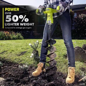 lot 24674 image: RYOBI ONE HP 18V Brushless Cordless Earth Auger with 6 in. Bit with 4.0 Ah Battery and Charger - Retail $299.00