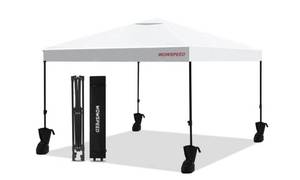 lot 12041 image: wowspeed 10x10 FT Pop Up Instant Canopy Tent Commercial Instant Shelter With 3 Adjustable Heights, 4 Roller Bag, Carry Bag, White