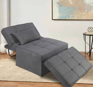 lot 12042 image: Ottoman Sofa Bed 4 in 1 Multi-Function Folding Sleeper Chair Bed Adjustable Recliner for Living Room (Dark Grey)