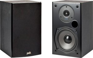 lot 22864 image: Polk Audio - T15 100 Watt Home Theater Bookshelf Speakers (Pair)  Dolby and DTS Surround  Wall-Mountable - Black