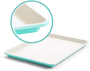 lot 22880 image: GreenLife Bakeware Healthy Ceramic Nonstick 18 x 13 Half Cookie Sheet Baking Pan, PFAS-Free, Turquoise