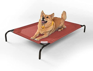 lot 22885 image: Coolaroo The Original Cooling Elevated Pet Bed, Raised Breathable Washable Indoor and Outdoor Pet Cot, Large, Terracotta