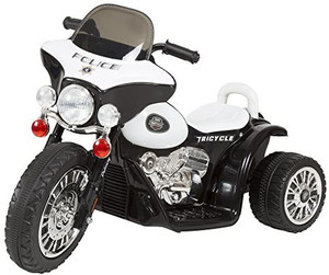 lot 32157 image: Kids Motorcycle Ride On Toy � 3-Wheel Battery Powered Motorbike for Kids 3 and Up � Police Decals, Reverse, and Headlights by Lil� Rider (White and Black)