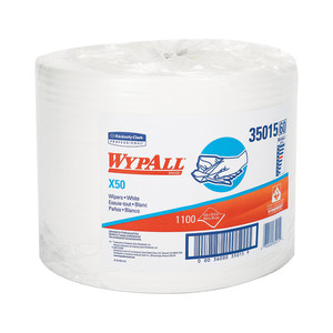 lot 32159 image: Wypall X50 Disposable Cloths (35015), Strong for Extended Use, Jumbo Roll, White, 1,100 Sheets per Roll