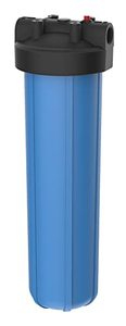 lot 32165 image: Pentair Pentek 150233 Big Blue Filter Housing, 1 NPT #20 Whole House Heavy Duty Water Filter Housing with High-Flow Polypropylene (HFPP) Cap and Pressure Relief Button, 20-Inch, BlackBlue