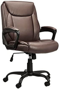 lot 32185 image: Puresoft Padded Mid-Back Office Computer Desk Chair with Armrest - Brown