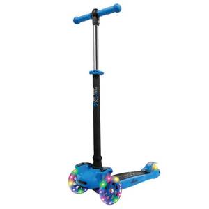 lot 42155 image: Hurtle 3-Wheeled Scooter for Kids - Wheel LED Lights, Adjustable Lean-to-Steer Handlebar, and Foldable Seat - Sit or Stand Ride with Brake for Boys and Girls Ages 1-14 Years Old (HURFS56) Blue