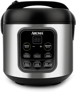 lot 42190 image: Aroma 8-Cup Programmable Rice & Grain Cooker, Steamer