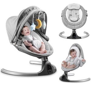 lot 12048 image: Baby Swings for Infants, 5 Speed Bluetooth Baby Bouncer with 3 Seat Positions & Built-in 12 Music & 3 Timer Settings & 5-Point Harness & Remote Control, Touch Screen Chair for 5-20 lb, 0-9 Months