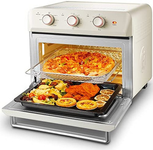 lot 62495 image: Hauswirt 26.5Qt Countertop Convection Oven, XL Air Fryer 12-Slice Toaster Reheat Bake Rotisserie Broil Dehydrate 6-in-1 Combo, 1200 Watts, Non-Stick, Stainless Steel  (Appears new)