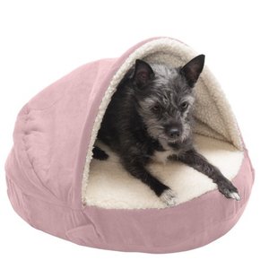 lot 62500 image: FurHaven Pet Dog Bed Cooling Gel Memory Foam Orthopedic Faux Sheepskin Snuggery Pet Bed for Dogs & Cats, Pink, 18-Inch
