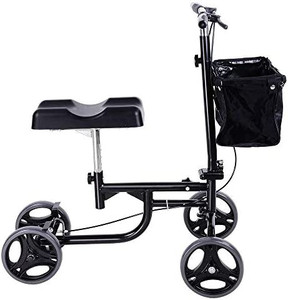 lot 62572 image: Steerable Knee Walker Scooter Disabled Elderly Alternative Walking StickCrutches Knee Single-Legged Bicycle Assisted Walking Four-Wheeled Walker, Black (Bag not included)   (SOLD AS IS)