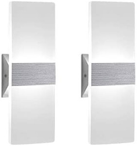 lot 62576 image: Modern Wall Sconce 12W, Set of 2 LED Wall Lamp Cool White Acrylic Material Hardwired Wall Mounted Wall Lights  (Stock photo is different than actual product)  (SOLD AS IS)