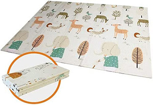 lot 62577 image: Baby Folding mat Play mat Extra Large Foam playmat Crawl mat Reversible Waterproof Portable Double Sides Kids Baby Toddler, Non Toxic, Colorful  (57 x 76 x 0.4in)