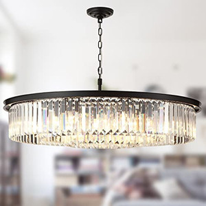 lot 62595 image: GMlixin Chandeliers 18-Light, Modern Pendant Lighting, Metal Ceiling Light Fixture Adjustable Height, 39 Inch Modern Luxury Hanging Pendant Light for Kitchen Dining Room Living Room Hallway, Black
