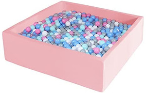 lot 62605 image: FYYTARO Extra Large Foam Ball Pit Baby 47x47x14, Square Foam Ball Pit Without Balls for Toddler - Pink