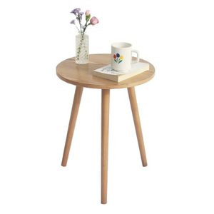 lot 62608 image: AWASEN Side Table Round, Small Accent Table Nightstand Modern End Table for Living Room Bedroom Office Small Spaces, 16D x 19.5H  (Natural Walnut)
