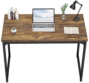 lot 62620 image: Foxemart Writing Computer Desk Modern Sturdy Office Desks PC Laptop Notebook Simple Study Table, Rustic Brown