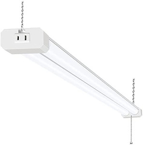 lot 62621 image: 5000K LED Shop Light Linkable, 4FT Daylight 42W LED Ceiling Lights for Garages, Workshops, Basements, Hanging or FlushMount, Included Power Cord and Pull Chain, 4200lm, ETL- 1 Pack  (Retails $25.00)