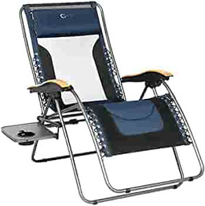 lot 62635 image: PORTAL Zero Gravity Chairs Heavy Duty Oversized XL Mesh Back Padded Seat Folding Beach Lounge Chair with Adjustable Pillow and Cup Holder for Outdoor Indoor Patio Lawn Yard, Support 350 Lbs