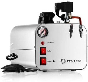 lot 62642 image: Reliable 5000CJ Stainless-Steel Jewelry Steam Cleaner 120V, 2.5 LTR Tank, 50 PSI,12-Gauge Wiring, Stainless Steel Tank, Copper Heating Element, 4 Safety System, Pressure Gauge, Made in Italy  (Retails $699.00) (Condition Unknown)  (SOLD AS IS)