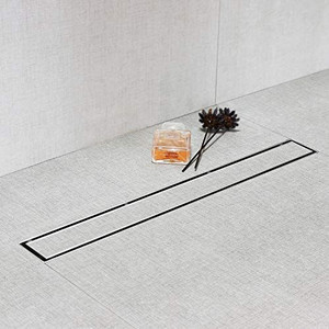 lot 62643 image: SaniteModar 28-inch Linear Shower Drain Comes with Tiled Stealth and 304 Stainless Steel Brushed Polished 2 and 1 Panels Tile Insert Shower Drain is Equipped Adjustable Feet, Hair Filters