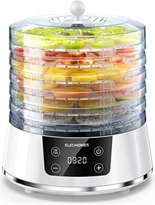 lot 63555 image: Food Dehydrator, Elechomes Upgraded 6-Tray Dryer for Beef Jerky, Meat, Fruit , Dog Treats, Herbs Vegetable, Digital Time & Temperature Control, Overheat Protection Fruit Roll Sheet Included, BPA Free