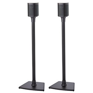 lot 64452 image: SANUS Wireless Sonos Speaker Stand for Sonos One - Audio-Enhancing Design with Built-in Cable Management - Pair (Black) - WSS22-B1