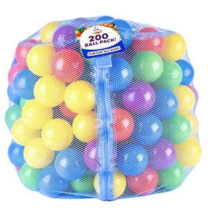 lot 64482 image: 200 Ball Pit Balls � Plastic Ball Refill Pack for Kids  Phthalate and BPA Free Non-Toxic Plastic Ball Pack  Reusable Storage Bag with Zipper � Sunny Days Entertainment