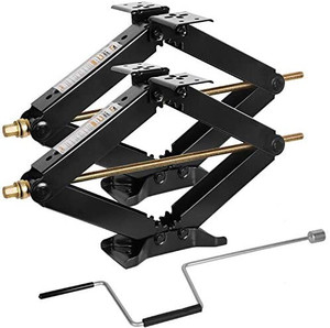 lot 65403 image: WEIZE Camper RV Trailer Stabilizer Leveling Scissor Jacks with Handle -24- 7500lbs   (Set of 2)
