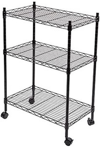lot 65409 image: JS HANGER Wire Shelving Unit, 3-Tier Heavy Duty Height Adjustable Rolling Metal Shelves for Storage, 330 lbs Capacity, 23.23W X 13.4D X 31.5H, Black