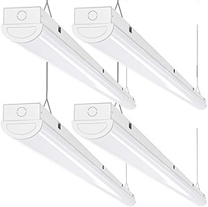 lot 65410 image: 110W LED Linear Strip Lights 8FT LED Shop Lights, 8 Foot Garage Lights, Surface Mount and Hanging Ceiling Lighting Fixture, 4 Pack  (May not be exact stock photo)   (Retails $299)