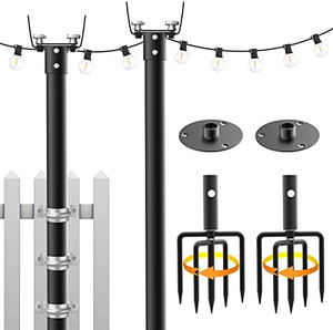 lot 65433 image: Mutovlin String Light Poles, 10Ft Mental Poles for Outdoor String Lights, Light Poles with Fork and Base, Outdoor String Light Poles for Patio, Backyard and Garden (2 Pack)