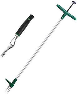 lot 65443 image: Walensee Stand Up Weeder and Weed Puller, Stand up Manual Weeder Hand Tool with 3 Claws, Stainless Steel and High Strength Foot Pedal, Weed Puller (Combo Pack - Stand Up Weeder & Hand Weeder)