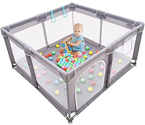 lot 65447 image: Baby Playpen, Baby Playard, Playpen for Babies with Gate, LIAMST Indoor & Outdoor Playard for Kids Activity Center, LIAMST Sturdy Safety Play Yard with Soft Breathable Mesh