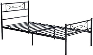 lot 65463 image: Platform Steel Bed Frame Twin Size Bed Mattress Foundation Support with Headboard and Footboard No Box Spring Need Metal Platform Bed   (Not Exact Stock photo)