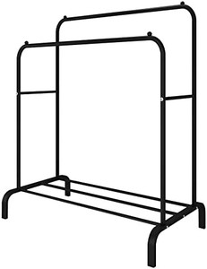 lot 65997 image: UDEAR Garment Rack, Freestanding Double Rod Clothing Racks, Black  (May not be exact stock photo)