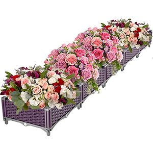 lot 66167 image: ALLOLAND Plastic Raised Garden Bed, Rectangular Planter Box Kit, Planting IndoorOutdoor, Easy Assembly (Set of 5)