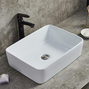 lot 66168 image: Modern Porcelain Above Counter White Ceramic Bathroom Vessel Sink, Art Basin Wash Basin for Lavatory Vanity Cabinet   (Stock photo different)