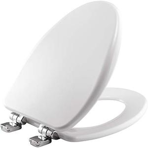 lot 66206 image: BEMIS 19170CHSL 000 Alesio II Toilet Seat with Chrome Hinges will Slow Close, Never Loosen and Provide the Perfect Fit, ELONGATED, Durable Enameled Wood, White
