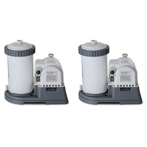 lot 66520 image: Intex Krystal Clear 2500 GPH Pool Filter Cartridge Pump With Timer (2 Pack) (Retails $355)