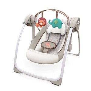lot 66544 image: Ingenuity Soothe n Delight 6-Speed Compact Portable Baby Swing with Music and Toy Bar, Folds for Easy Travel - Cozy Kingdom