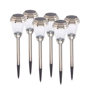 lot 66551 image: Smart Solar 3426WRM6-HP Charleston Solar LED Garden Path Lights, Pewter (6 Pack)
