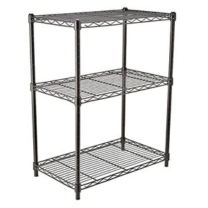 lot 66558 image: Amazon Basics 3-Shelf Adjustable, Heavy Duty Storage Shelving Unit (250 lbs loading capacity per shelf), Steel Organizer Wire Rack, Black (23.3L x 13.4W x 30H)