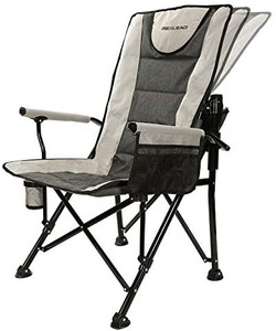 lot 66564 image: Realead Adjustable Oversized Folding Chair High Back Camp Chair Beach Chair Heavy Duty Portable Camping and Lounge Travel Outdoor Seat with Cup Holder, Heavy Duty Supports 400 lbs