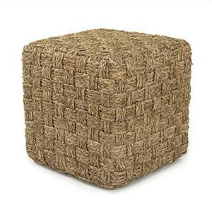 lot 66566 image: ZENTIQUE Woven Pouf Ottoman, One Size, Brown, Beige