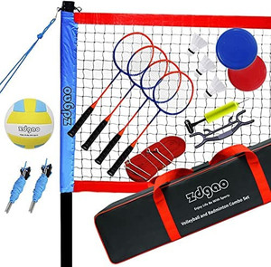 lot 67947 image: Zdgao Badminton & Volleyball Combo Set - Professional Volleyball Net, Easy Set up Volleyball Set with Carry Bag, Boundary Line  Come with Flying Discs for Family Fun