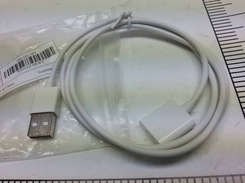 lot 9368 image: New in the package TechMatte TM-APC-3FT Apple Pencil 3 foot long charging cable with USB connector.