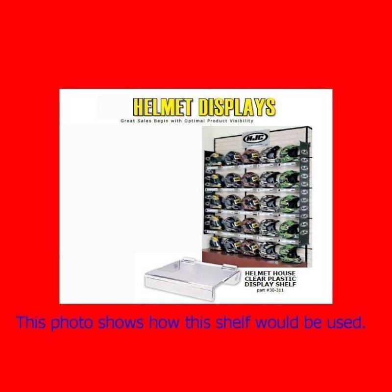 lot 8833-2 image: New clear Acrylic Motorcycle Helmut House 30-311 display w front shelf talker.