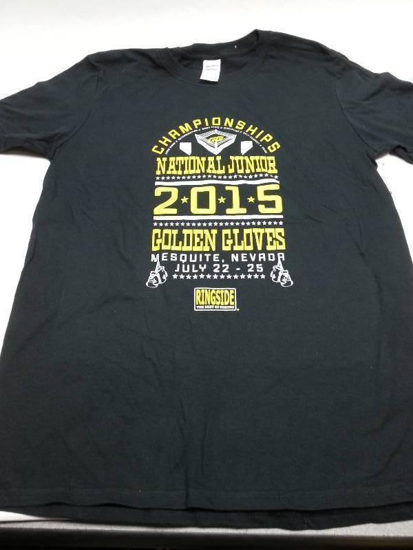 lot 8977 image: Wild looking size XL extra large Black 2015 Ringside Boxing National Junior Golden Gloves T Shirt